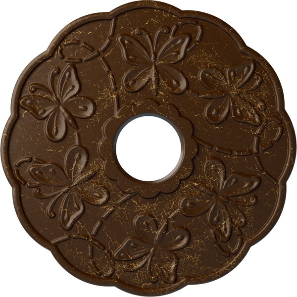 Ekena Millwork Terrones Butterfly Medallion (Canopies up to 3 7/8"), 17 7/8"OD x 3 7/8"ID x 1"P, Root Beer Crackle CM17TSRBC - main